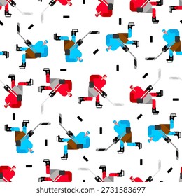 Hockey player pattern seamless. ice hockey background. Baby fabric texture