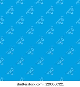 Hockey player pattern vector seamless blue repeat for any use