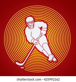 Hockey player pose designed on line circle  background graphic vector