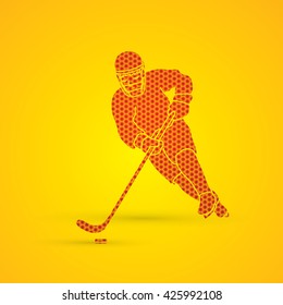 Hockey player pose designed using hexagon pattern graphic vector