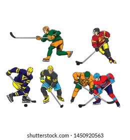 hockey player pose vector illustration