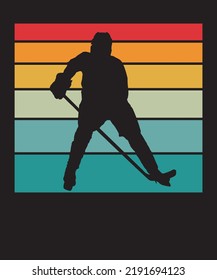 HOCKEY PLAYER RETRO DESIGN T SHIRT