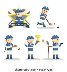 hockey player set illustration design