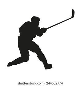 Hockey player shooting at the goal