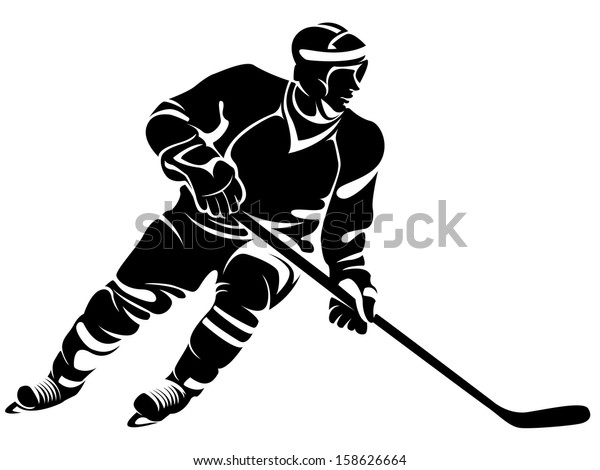 Hockey Player Silhouette Stock Vector (Royalty Free) 158626664