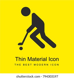 Hockey player silhouette bright yellow material minimal icon or logo design