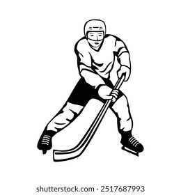 hockey player silhouette design. athlete sign and symbol.