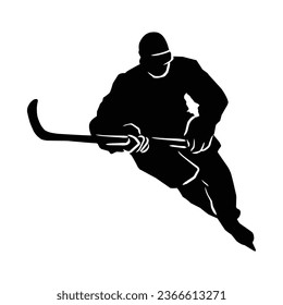 silueta de hockey. silueta de gestos, poses, expresiones del jugador de hockey