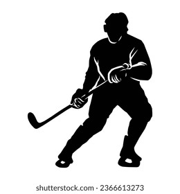 silueta de hockey. silueta de gestos, poses, expresiones del jugador de hockey