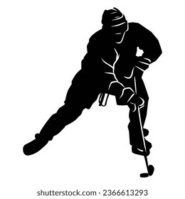 silueta de hockey. silueta de gestos, poses, expresiones del jugador de hockey