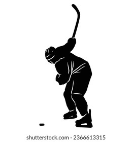 hockey player silhouette. silhouette of hockey player gestures, poses, expressions