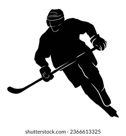 silueta de hockey. silueta de gestos, poses, expresiones del jugador de hockey