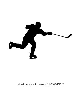 Hockey player silhouette isolated on white background