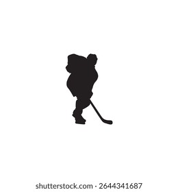 Hockey player silhouette preparing to shoot puck sporting equipment game action