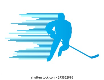 Hockey player silhouette vector background concept made of stripes