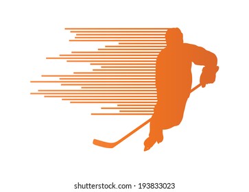 Hockey player silhouette vector background concept made of stripes