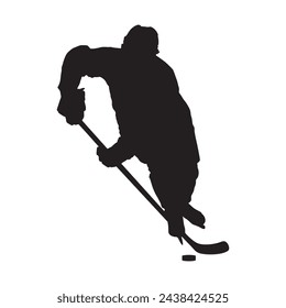 Hockey player silhouette, vector illustration