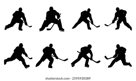 Hockey Player Silhouettes Ice Sports Vector Clip art Icons made by adobe illustrator