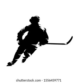 Hockey player skating  isolated vector silhouette  Ice hockey team sport