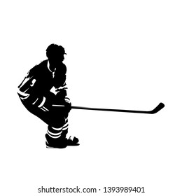 Hockey player skating without puck, ink drawing, isolated vector silhouette. Ice hockey, team winter sport