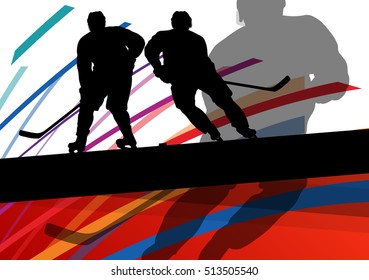 Hockey player sport silhouette vector abstract background line concept