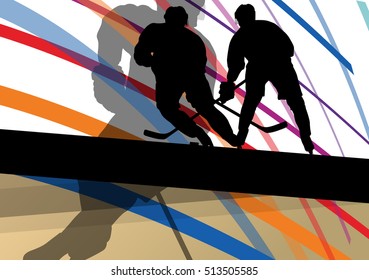 Hockey player sport silhouette vector abstract background line concept