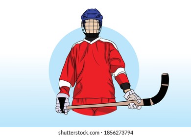 Hockey player with a stick