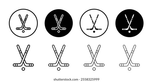 Hockey player with stick and a washer icon logo sign set vector outline