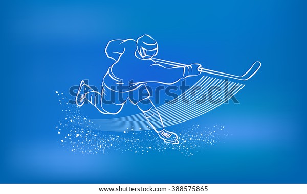 Hockey player\
strike hard. Sports\
background.