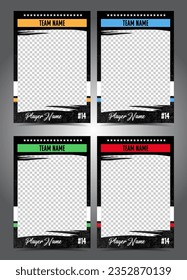 Hockey player trading card frame border template design flyer