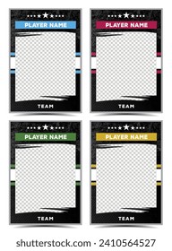 Hockey player trading card frame border template design flyer