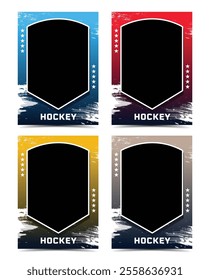 Hockey player trading card frame border template design flyer