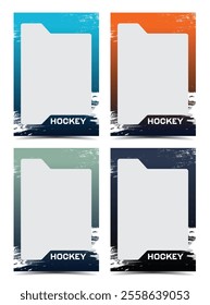 Hockey player trading card frame border template design flyer abstract background illustration