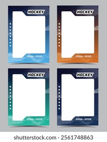 Hockey player trading card frame border template design flyer 