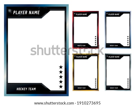 Hockey player trading card frame border template design flyer ストックフォト © 