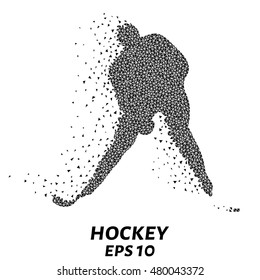 Hockey player of the triangles, particle divergent composition, vector illustration. The Hockey composition of geometric shapes