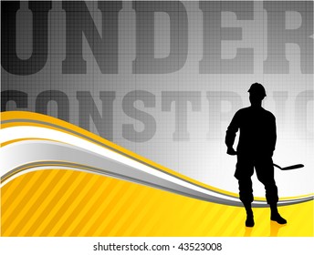 Hockey Player Under Construction Original Vector Illustration