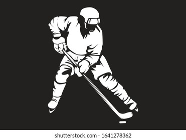 Hockey player vecrot illustration on background.