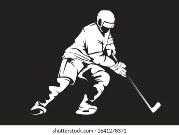 Hockey player vecrot illustration on background.