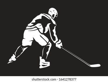 Hockey player vecrot illustration on background.