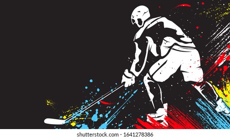 Hockey player vecrot illustration on background.