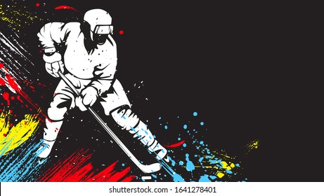 Hockey player vecrot illustration on background.