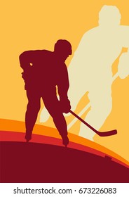 Hockey player vector abstract background winner concept poster