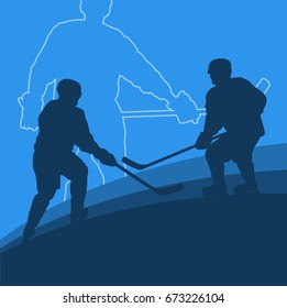 Hockey Player Vector Abstract Background Winner Concept Poster