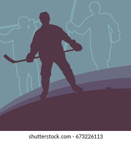 Hockey player vector abstract background winner concept poster