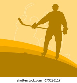 Hockey player vector abstract background winner concept poster
