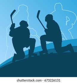 Hockey player vector abstract background winner concept poster