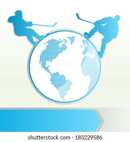 Hockey player vector background concept with planet
