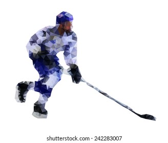 Hockey player. Vector drawing created from triangles