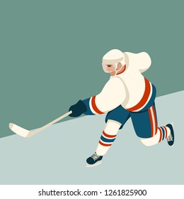 hockey player ,vector illustration , flat style , profile view